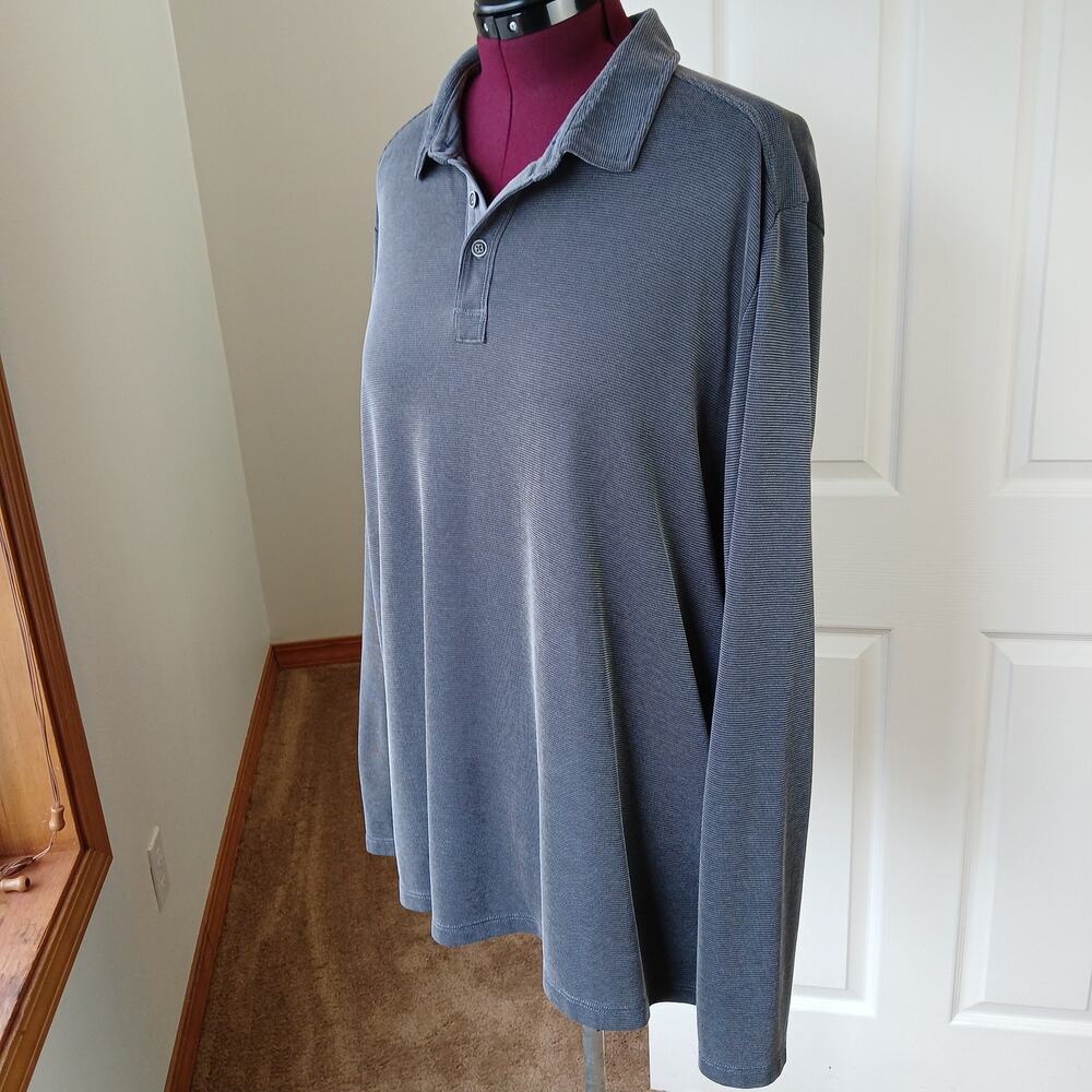Tommy Bahama Paradiso Cove Long-Sleeve Polo XXL Big &Tall tencel blend dark grey - Picture 2 of 15